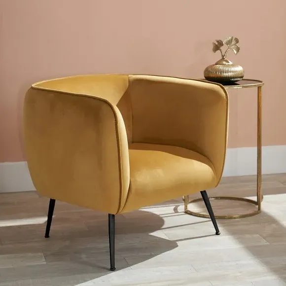 Tub Chair with Interchangeable Legs - Gold, Velvet image