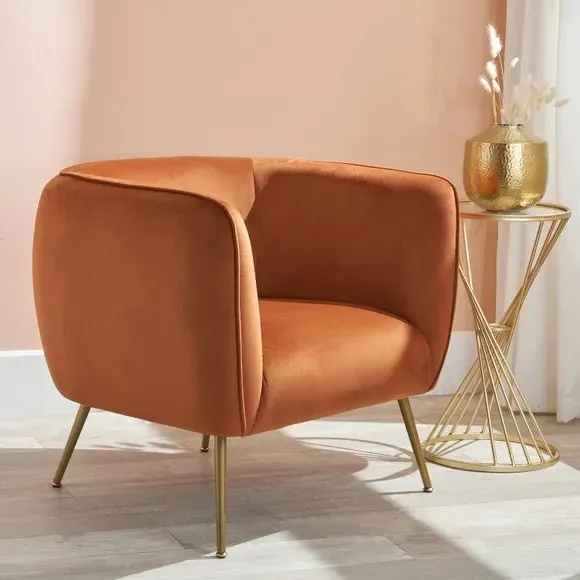 Tub Chair with Interchangeable Legs - Tobacco, Velvet