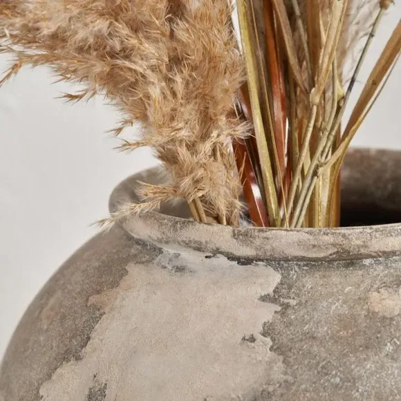 Urn Vase with Antique Finish - Cream, Stoneware