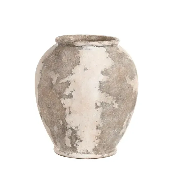 Urn Vase with Antique Finish - Cream, Stoneware
