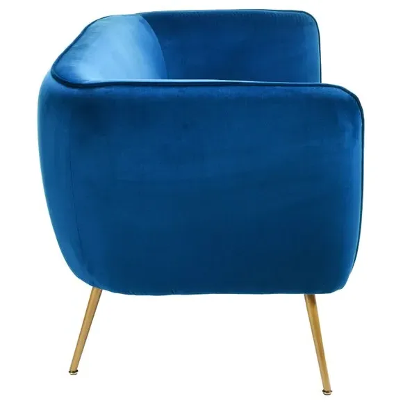 Velvet Sofa with Gold Legs - Blue, Velvet