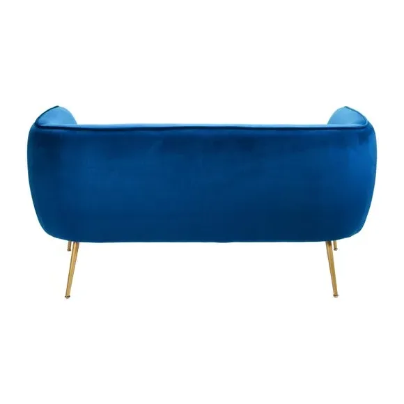 Velvet Sofa with Gold Legs - Blue, Velvet