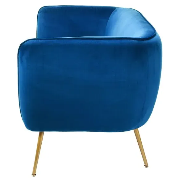 Velvet Sofa with Gold Legs - Blue, Velvet