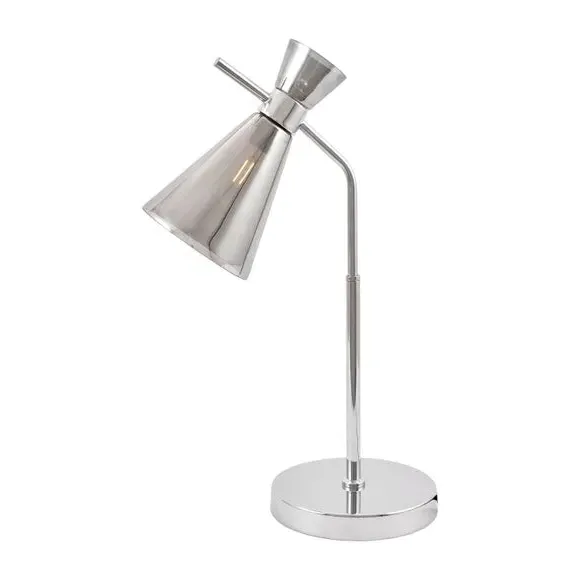 Waisted Table Lamp with Conical Shade - Silver