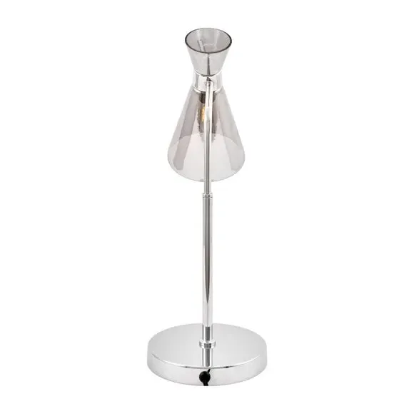 Waisted Table Lamp with Conical Shade - Silver