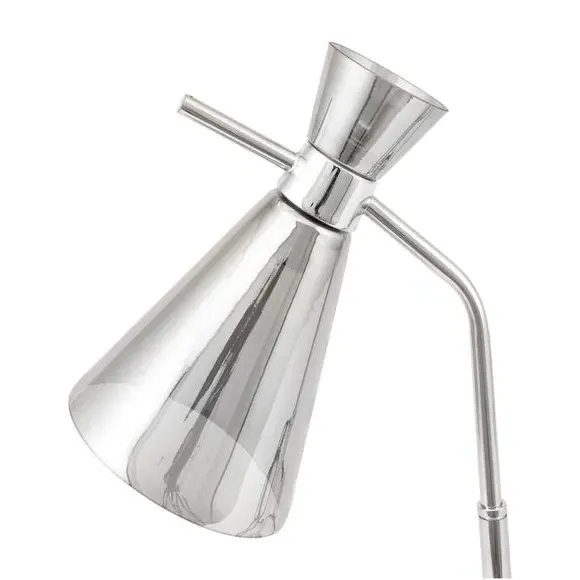Waisted Table Lamp with Conical Shade - Silver