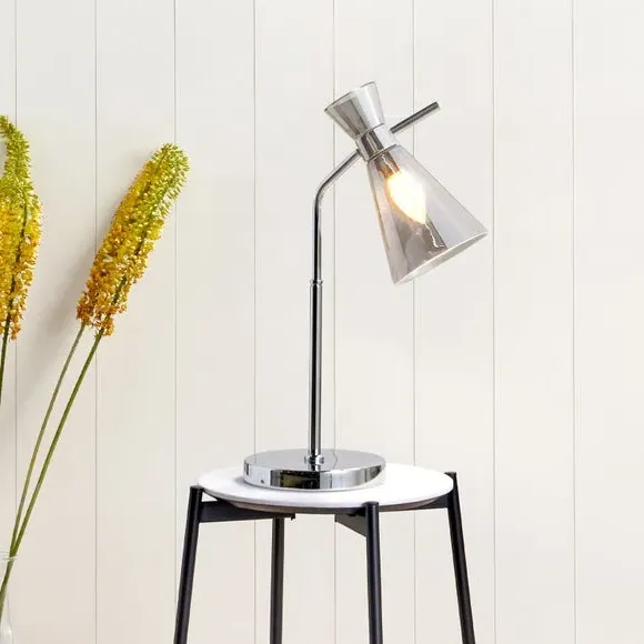 Waisted Table Lamp with Conical Shade - Silver image