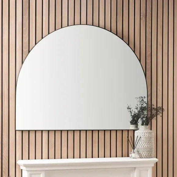 Wide Arched Wall Mirror - Black, Metal image