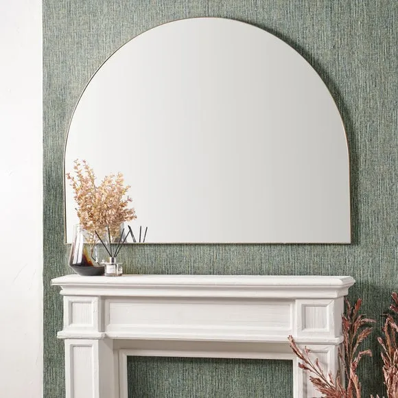 Wide Arched Wall Mirror - Gold, Metal