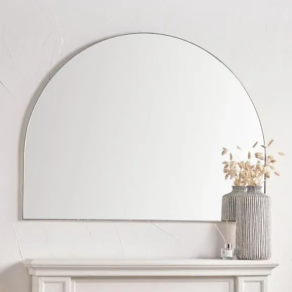 Wide Arched Wall Mirror - Silver, Metal
