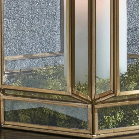 Wide Hexagon Lantern - Brass