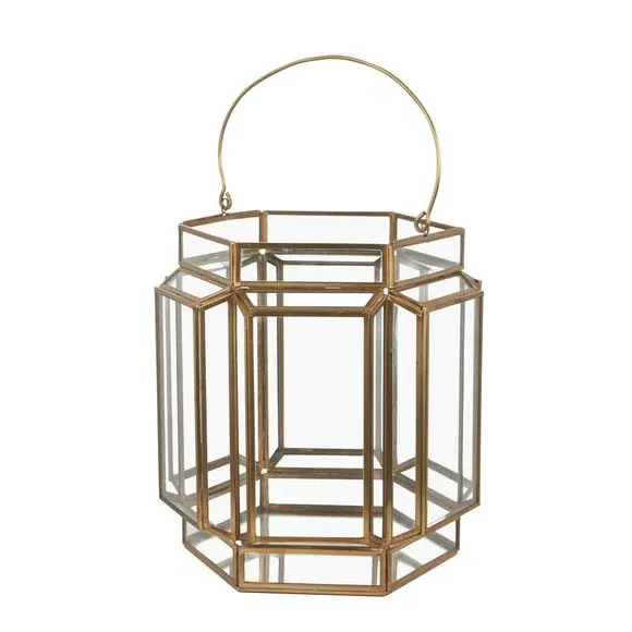 Wide Hexagon Lantern - Brass