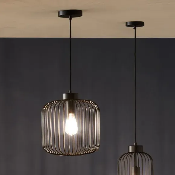 Wire Pendant Light with Adjustable Height - Black, Metal