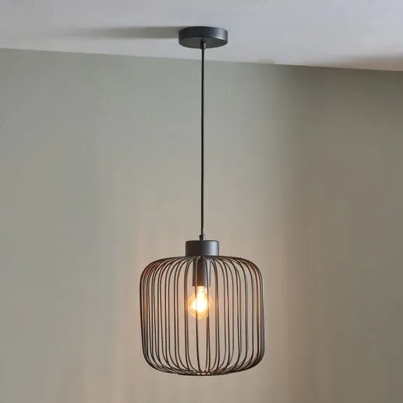 Wire Pendant Light with Adjustable Height - Black, Metal image