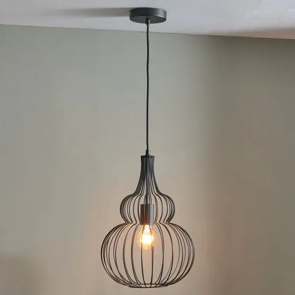 Wire Pendant Light with Adjustable Height - Black image
