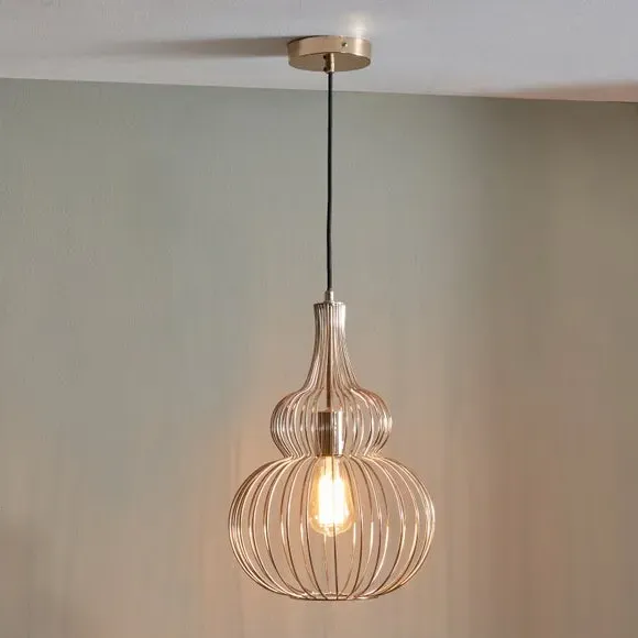 Wire Pendant Light with Adjustable Height - Gold
