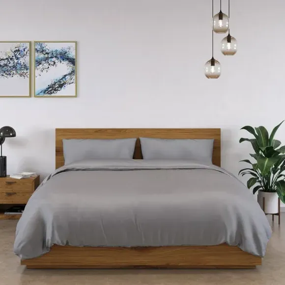 Bamboo Duvet Cover & Pillowcase Set - Light Grey