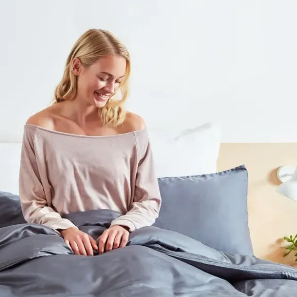 Bamboo Duvet Cover with Button Fastening - Grey