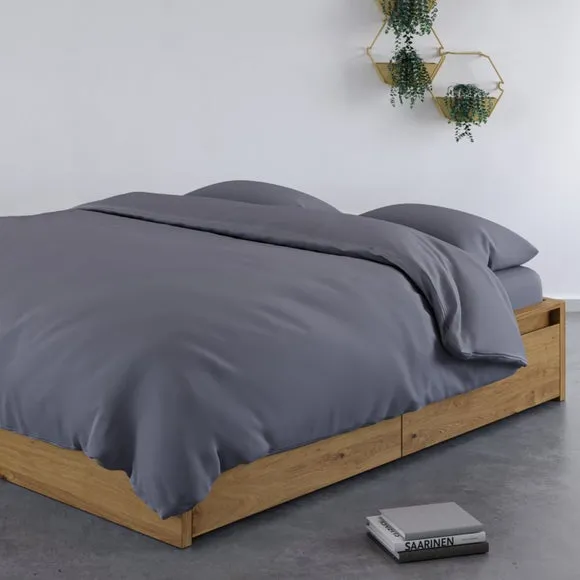 Bamboo Duvet Cover with Button Fastening - Grey