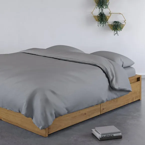 Bamboo Duvet Cover with Button Fastening - Grey