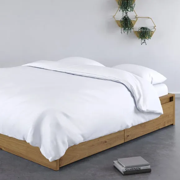 Bamboo Duvet Cover with Button Fastening - White