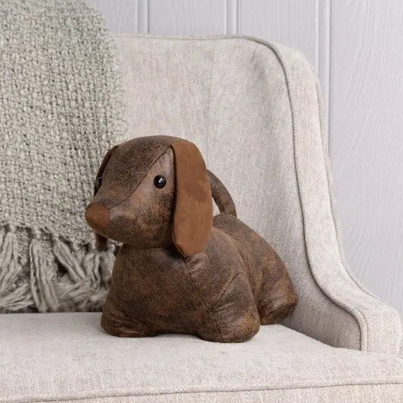 Animal Doorstop with Faux Suede Ears - Brown image