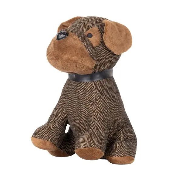 Boston Doorstop with Herringbone Pattern - Brown