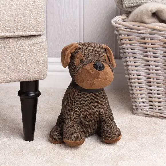 Boston Doorstop with Herringbone Pattern - Brown image