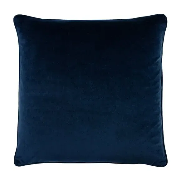 Botanical Cushion with Piped Edge - Navy, Satin