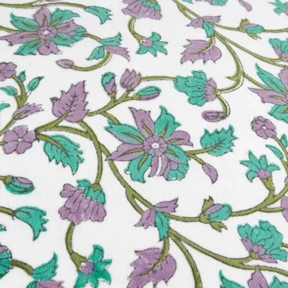 Decorative Cushion with Floral Print - Green, Cotton