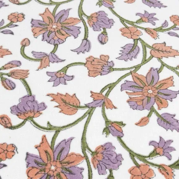 Decorative Cushion with Floral Print - Lilac, Cotton