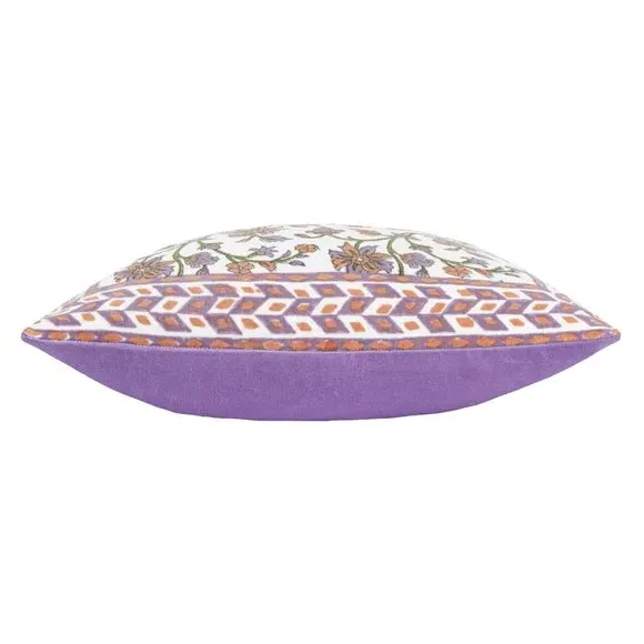 Decorative Cushion with Floral Print - Lilac, Cotton