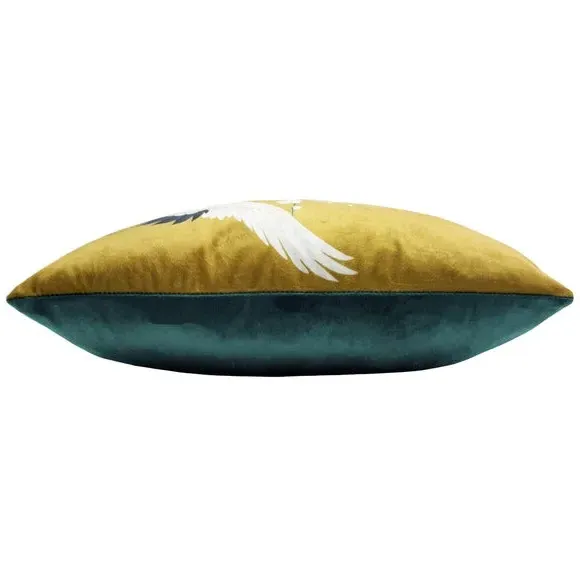 Decorative Cushion with Print - Gold, Velvet