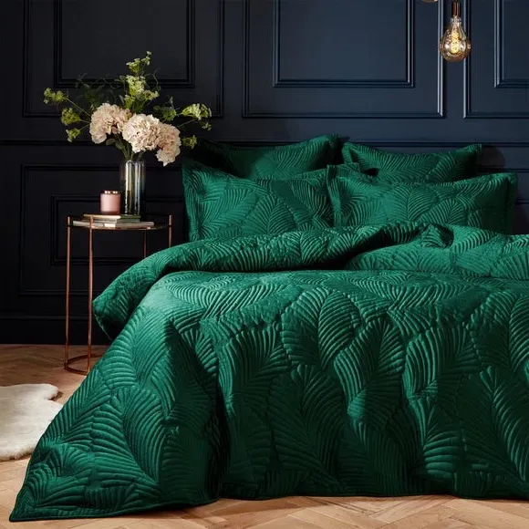Duvet Cover Set with Embroidery - Green, Velvet image
