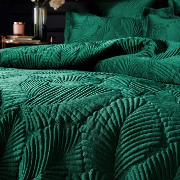 Duvet Cover Set with Embroidery - Green, Velvet