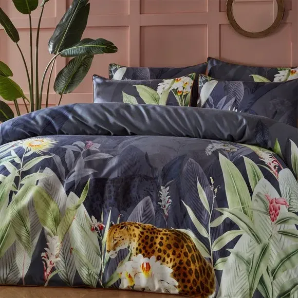 Duvet Cover Set with Pillowcases - Charcoal, Cotton