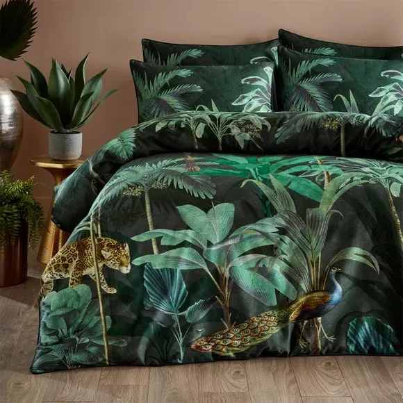 Duvet Cover Set with Pillowcases - Green, Cotton
