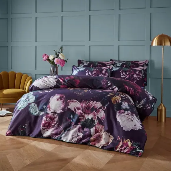 Duvet Cover Set with Pillowcases - Purple, Cotton