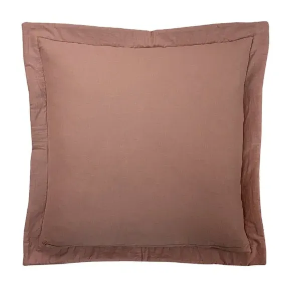 Embroidered Cushion with Oxford Border - Blush, Velvet