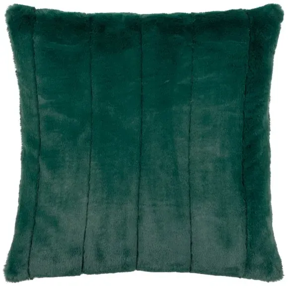 Filled Cushion with Faux Fur - Green, Polyester