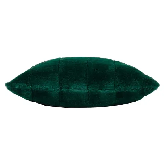 Filled Cushion with Faux Fur - Green, Polyester
