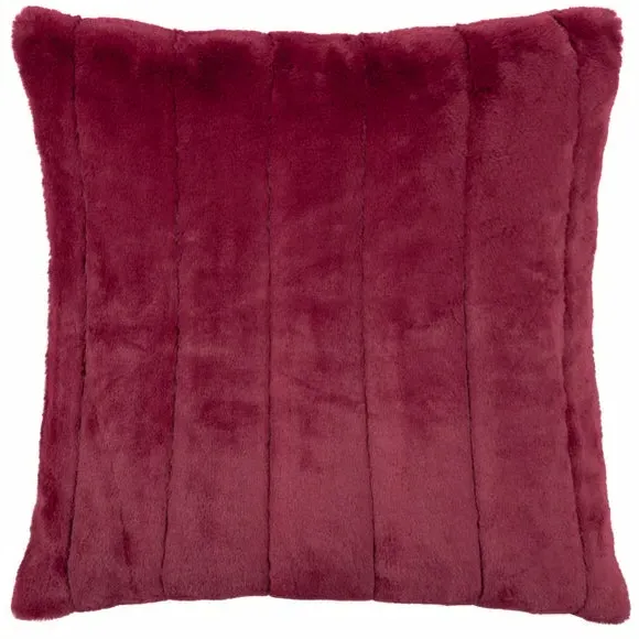 Filled Cushion with Faux Fur - Ruby, Polyester