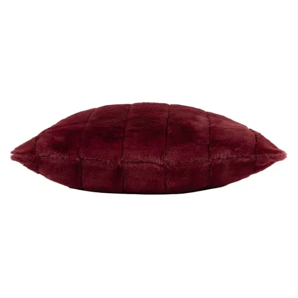 Filled Cushion with Faux Fur - Ruby, Polyester