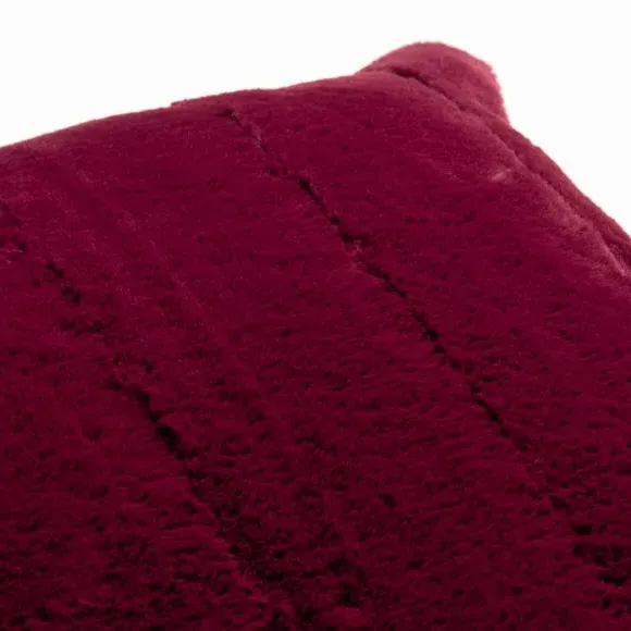 Filled Cushion with Faux Fur - Ruby, Polyester