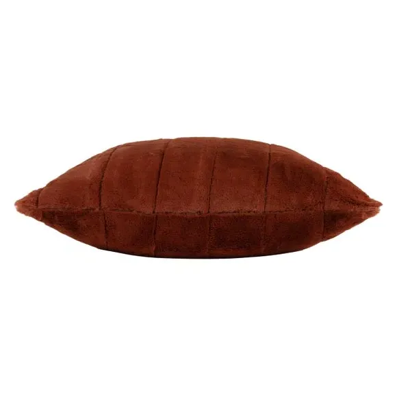 Filled Cushion with Faux Fur - Rust, Polyester