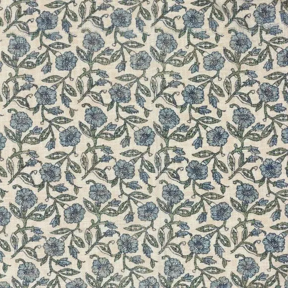 Floral Throw Blanket with Tassels - Blue, Cotton