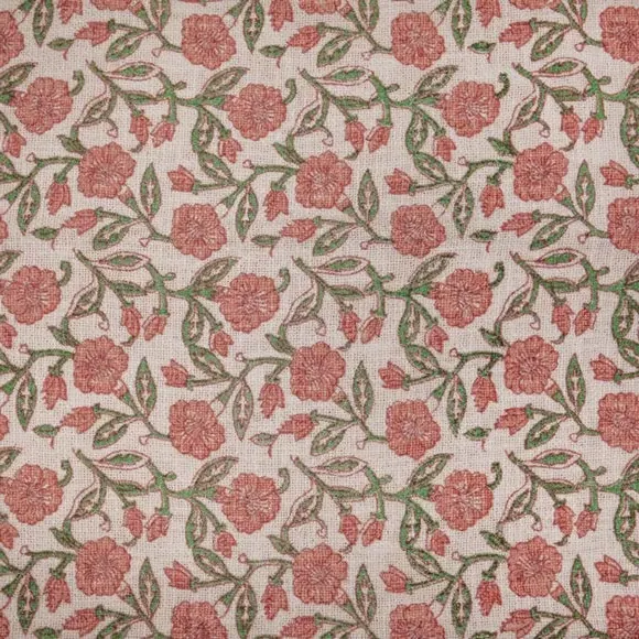 Floral Throw Blanket with Tassels - Coral, Cotton