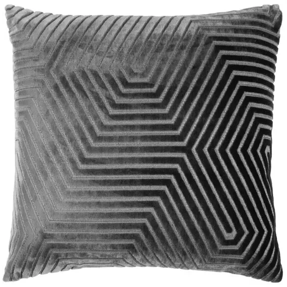 Geometric Cushion with Zip Closure - Charcoal, Velvet