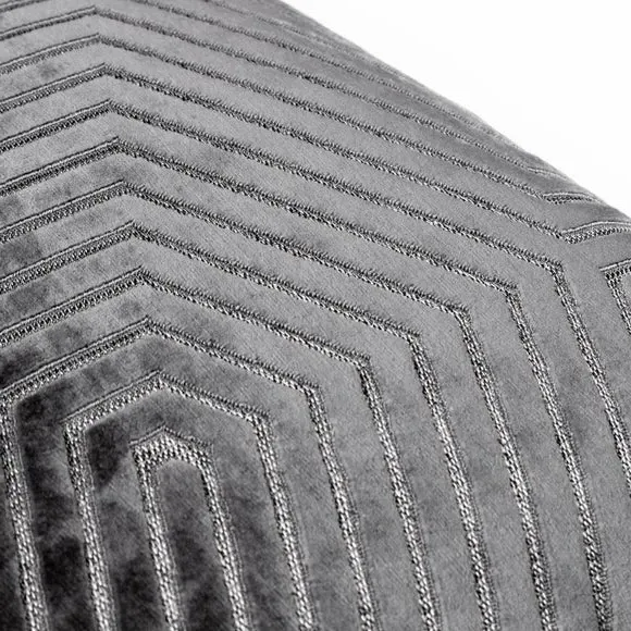 Geometric Cushion with Zip Closure - Charcoal, Velvet