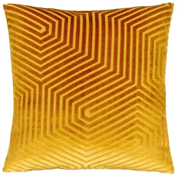 Geometric Cushion with Zip Closure - Gold, Velvet